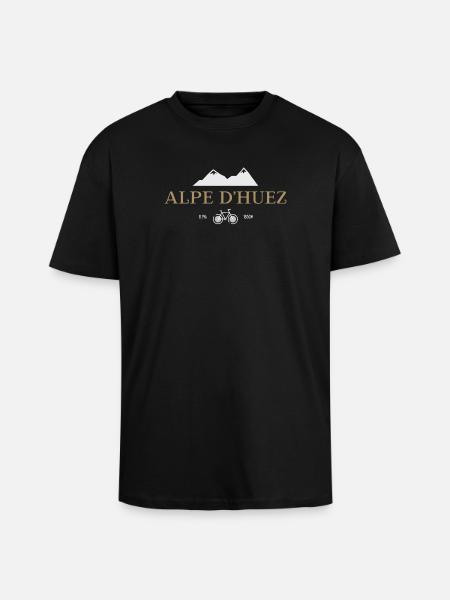 Alpe D'Huez - Oversized Heavyweight Unisex T-Shirt - Schwarz