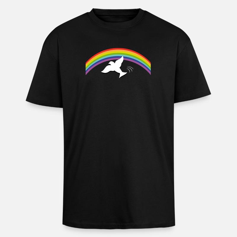 RAINBOW Regenbogen with peace dove - Unisex Oversized Heavyweight T-shirt - black