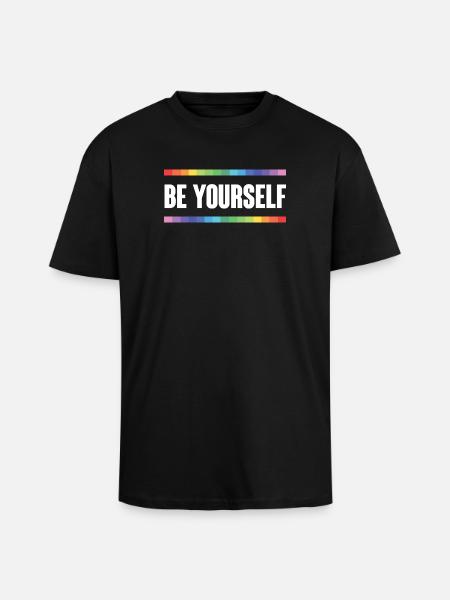 LGBTQ Pride Month - Be Yourself - Unisex Oversized Heavyweight T-shirt - black