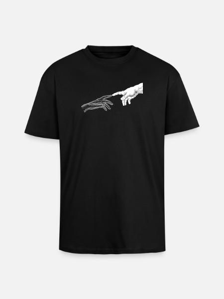 Fractal Hands Reach - Unisex Oversized Heavyweight T-shirt - black