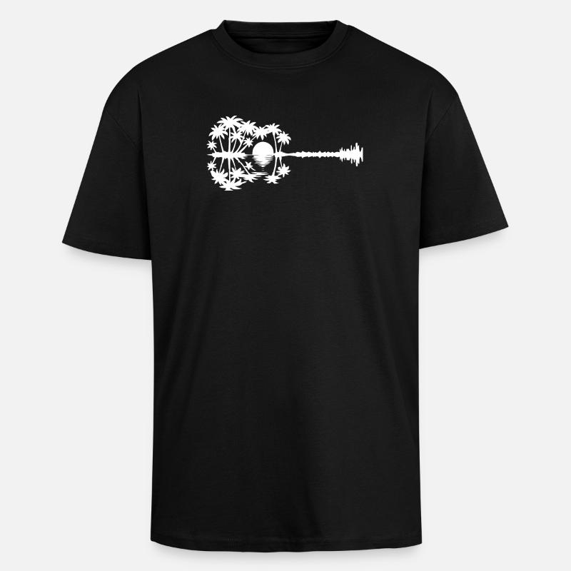 Tropical Sunset Silhouette Design - Unisex Oversized Heavyweight T-shirt - black