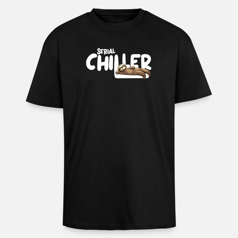 Faultier Serial Chiller – Lustiges Sloth Tee - Oversized Heavyweight Unisex T-Shirt - Schwarz