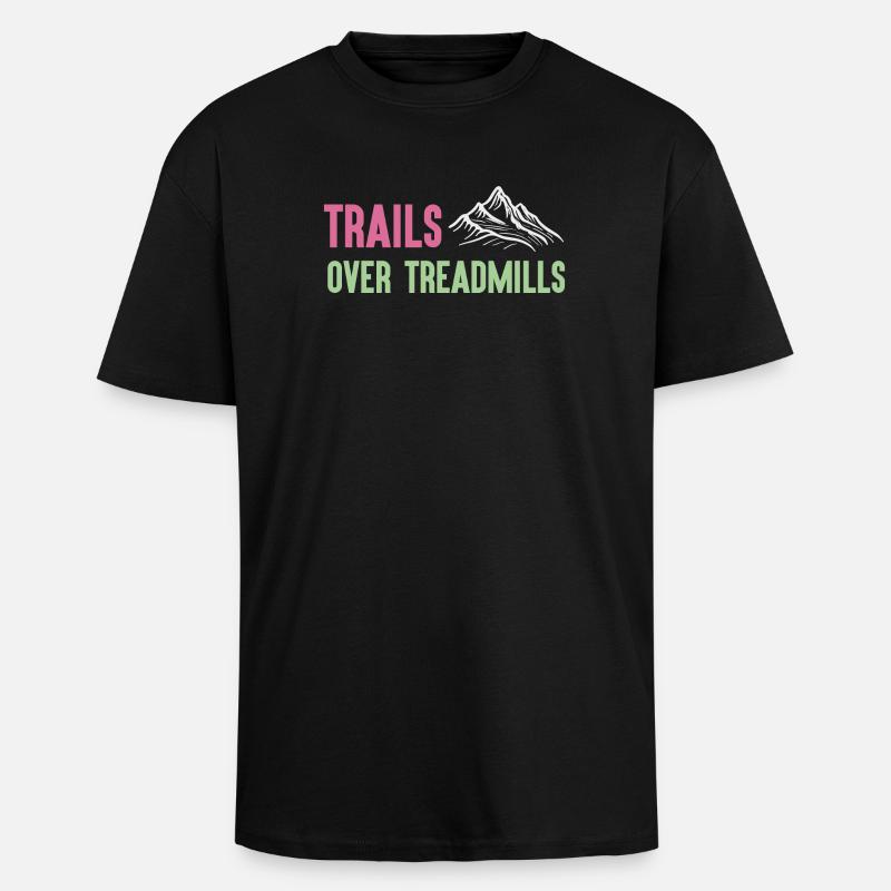 Trailrunning - Trails über Laufbänder - Oversized Heavyweight Unisex T-Shirt - Schwarz
