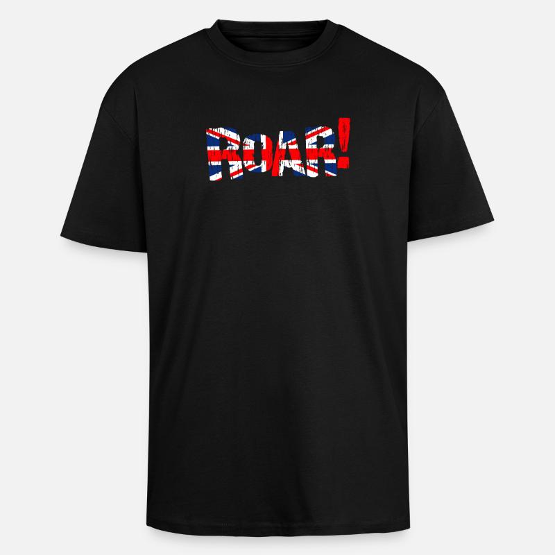 ROAR Royaume-Uni Drapeau du Royaume-Uni - T-shirt unisexe oversize épais - noir