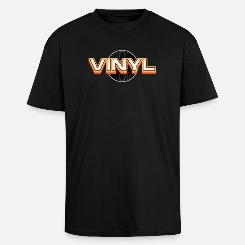 Vinyl Retro Typography Design - Oversized Heavyweight Unisex T-Shirt - Schwarz