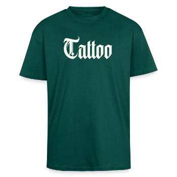 Tattoo - Unisex Oversized Heavyweight T-shirt - hunter green - Front - Alina (178cm) & Michal (187cm)