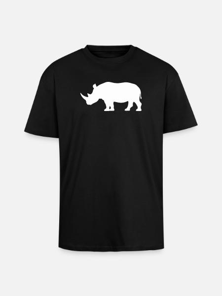 Rhino Silhouette Minimalist - Oversized Heavyweight Unisex T-Shirt - Schwarz