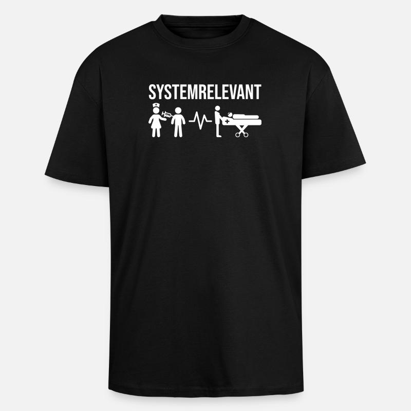 Systemrelevant Pflegekräfte Motiv - Oversized Heavyweight Unisex T-Shirt - Schwarz
