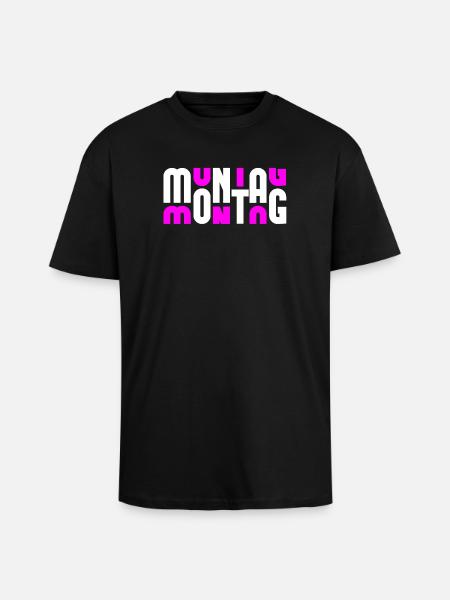 Monday White/Pink - Unisex Oversized Heavyweight T-shirt - black