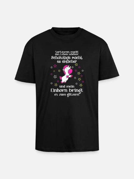 Einhorn Sarkasmus - Oversized Heavyweight Unisex T-Shirt - Schwarz