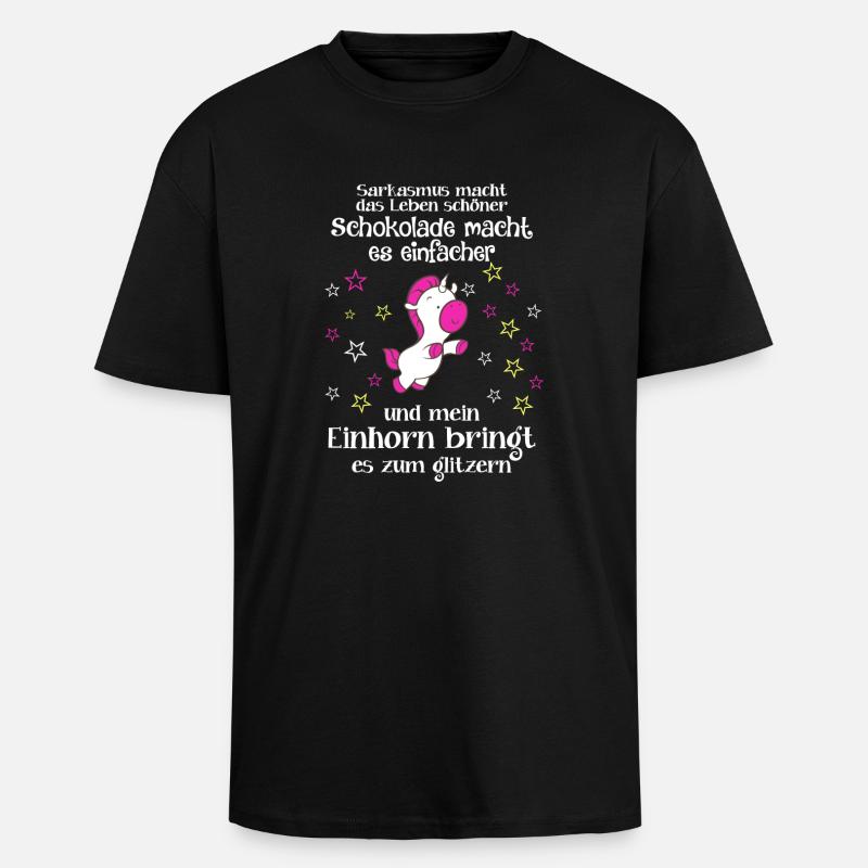 Einhorn Sarkasmus - Oversized Heavyweight Unisex T-Shirt - Schwarz