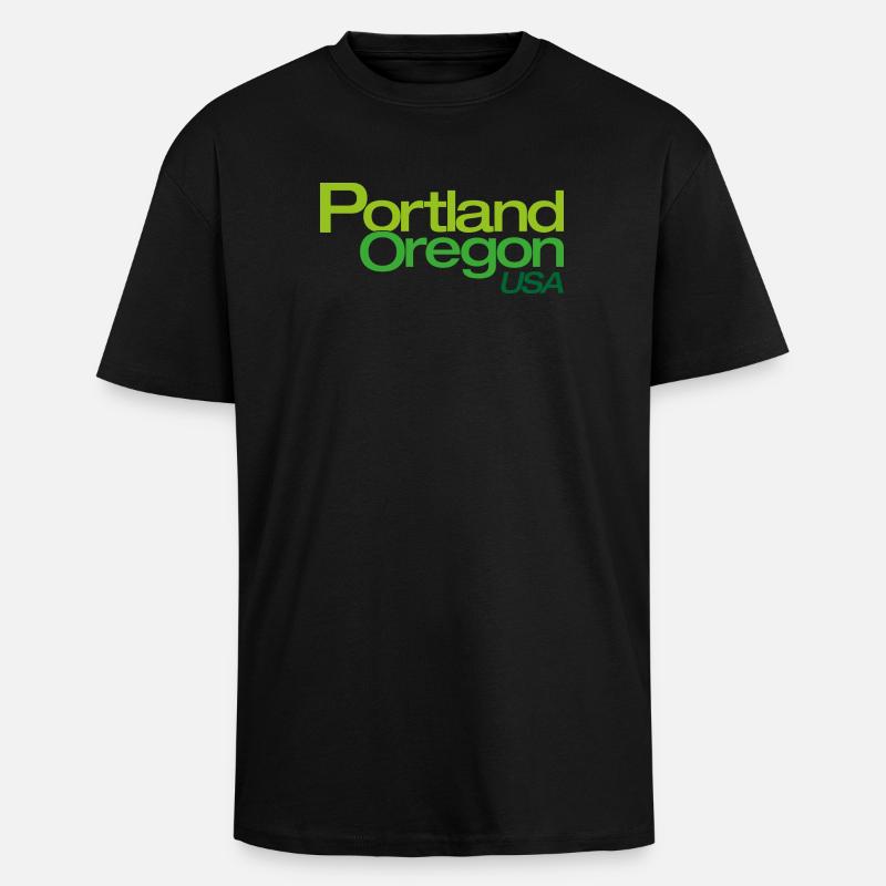 Portland Gradient City Logo - Unisex Oversized Heavyweight T-shirt - black