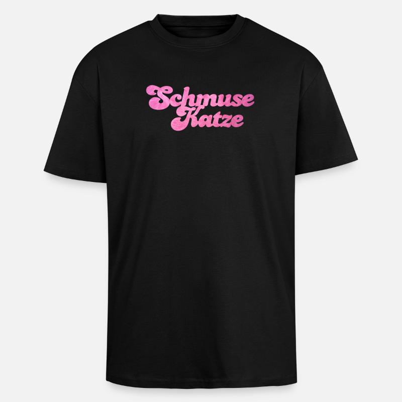 Schmusekatze Katze Handschrift Fell flauschig - Oversized Heavyweight Unisex T-Shirt - Schwarz