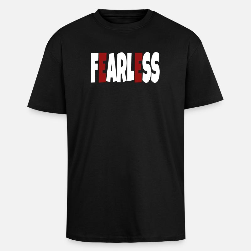 Fearless - simple text - Unisex Oversized Heavyweight T-shirt - black