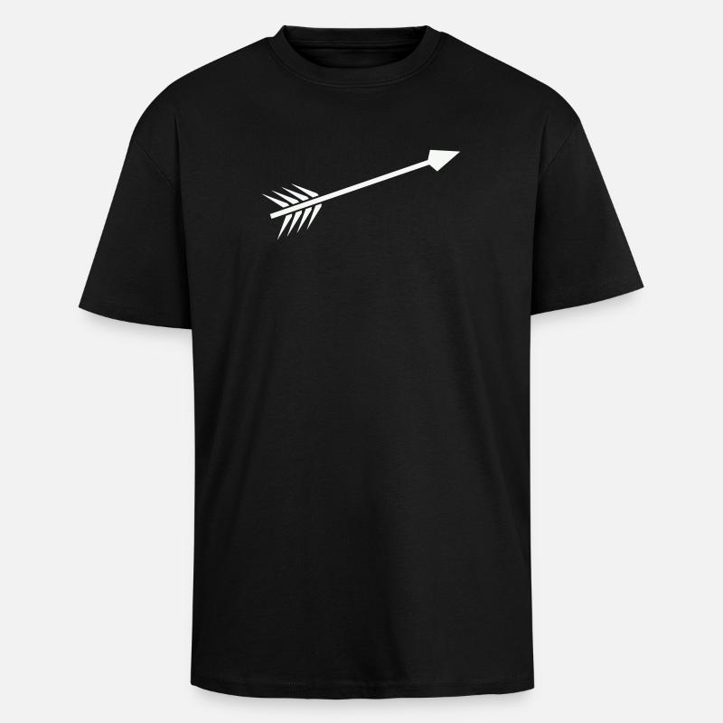 Weißer Pfeil mit Feder - Oversized Heavyweight Unisex T-Shirt - Schwarz