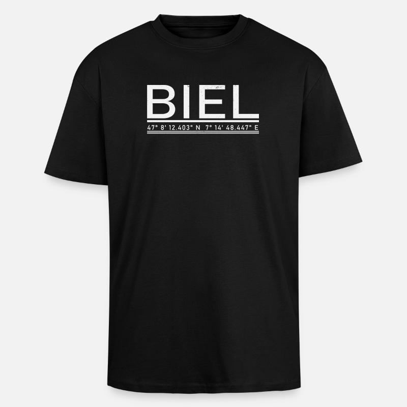 Coordonnées Bienne - T-shirt unisexe oversize épais - noir