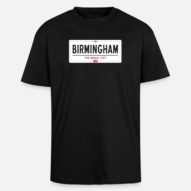 Birmingham place name sign - Unisex Oversized Heavyweight T-shirt - black