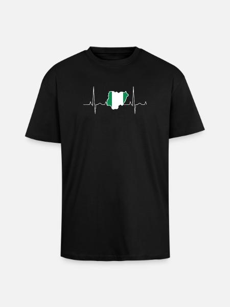 Nigeria Herzschlag - Oversized Heavyweight Unisex T-Shirt - Schwarz