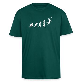 Evolution Volleyball - Oversized Heavyweight Unisex T-Shirt - hunter Green - Vorne - Alina (178cm) & Michal (187cm)