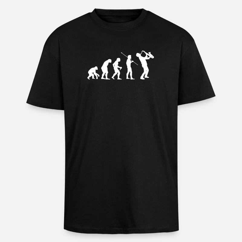 Evolution zum Saxophonist Musik Geschenk - Oversized Heavyweight Unisex T-Shirt - Schwarz
