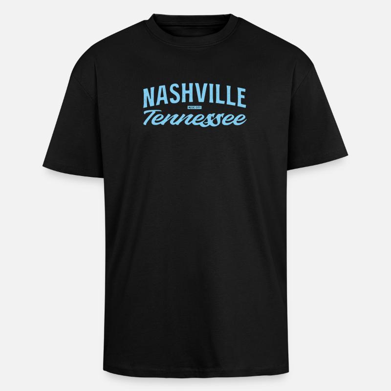 Nashville Script Blau - Oversized Heavyweight Unisex T-Shirt - Schwarz