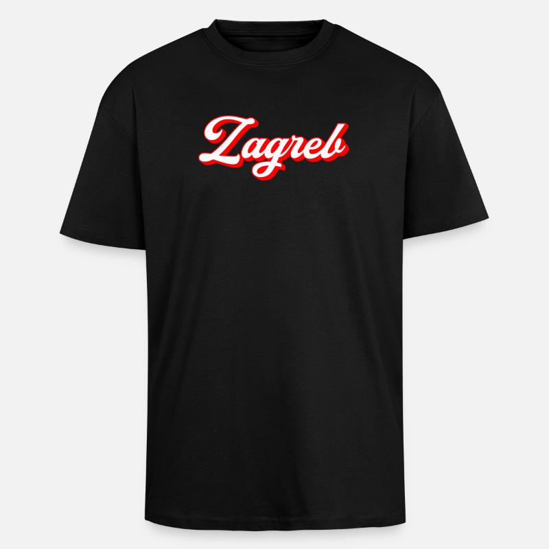 Zagreb Script Retro - Unisex Oversized Heavyweight T-shirt - black
