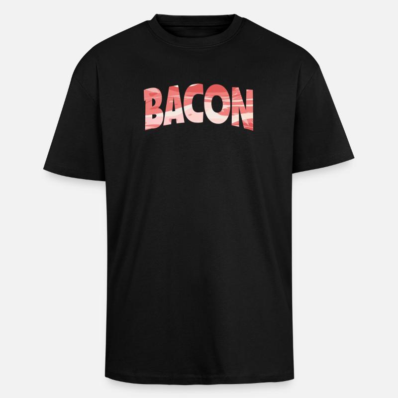 Backward Turned Bacon Illustration - Unisex Oversized Heavyweight T-shirt - black