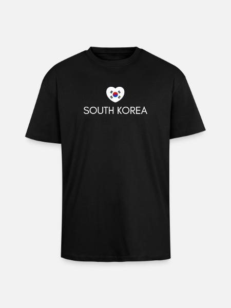 Heart with South Korean flag - Unisex Oversized Heavyweight T-shirt - black