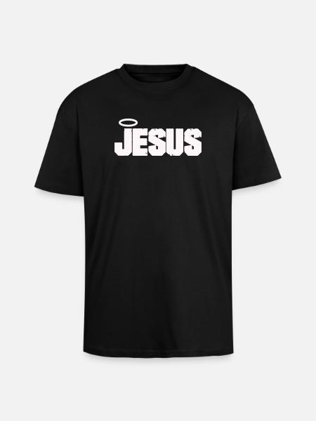 Jesus lettering with halo - Unisex Oversized Heavyweight T-shirt - black