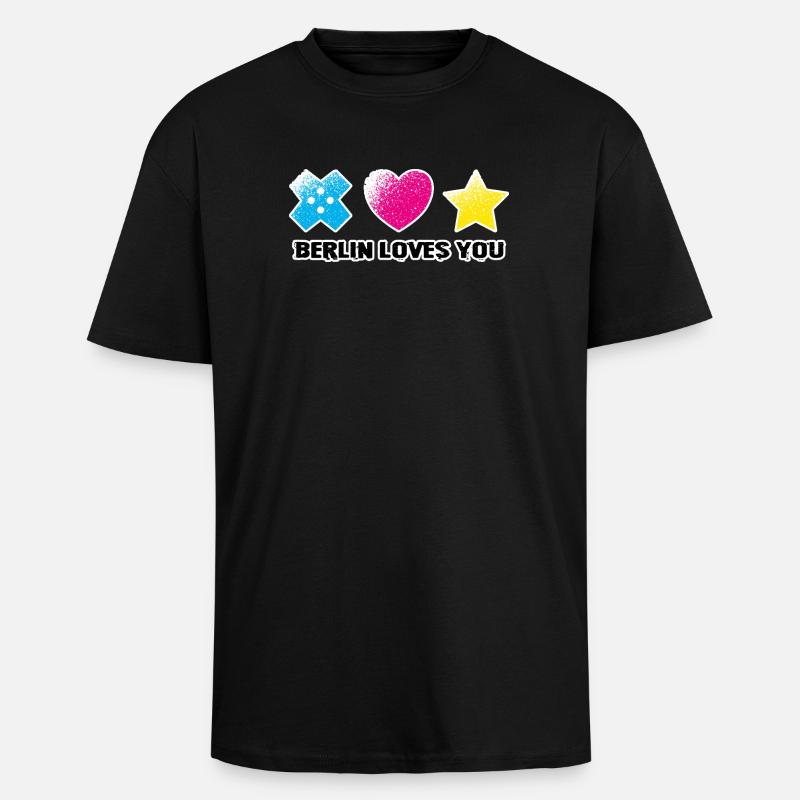 BLY - Symboles iconiques - Grunge - T-shirt unisexe oversize épais - noir