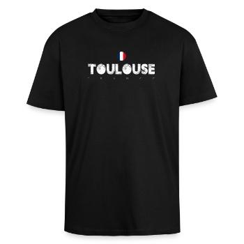 Toulouse - T-shirt unisexe oversize épais - noir - Devant - Alina (178cm) & Michal (187cm)