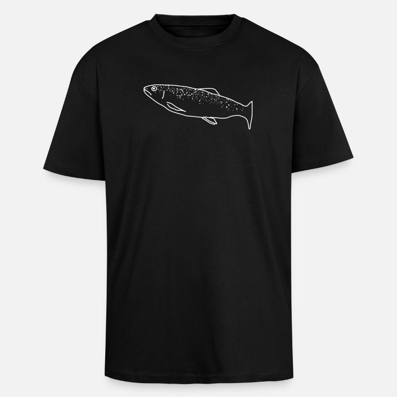 Lineart de la truite - T-shirt unisexe oversize épais - noir