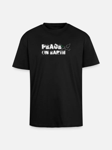 Peace on Earth | with Bird - Oversized Heavyweight Unisex T-Shirt - Schwarz