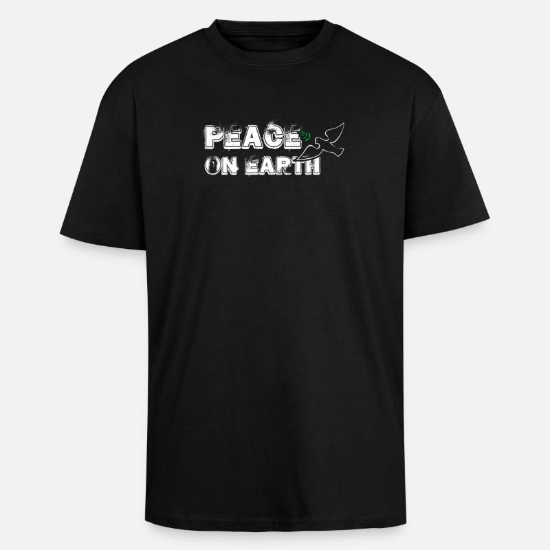 Peace on Earth | with Bird - Unisex Oversized Heavyweight T-shirt - black