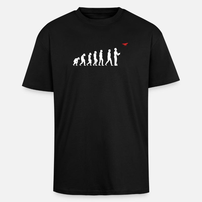 Evolution de l’homme pilote de drone - T-shirt unisexe oversize épais - noir