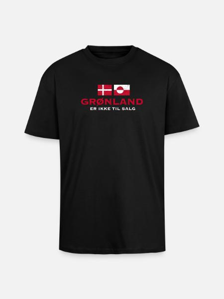 Greenland Flag Distress Unity - Unisex Oversized Heavyweight T-shirt - black