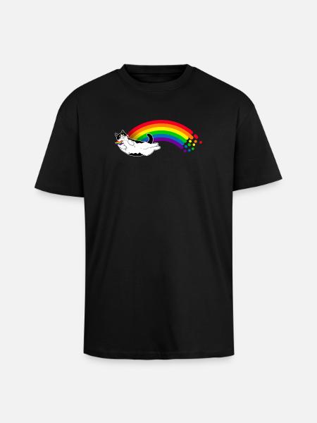 Regenbogen-Katze - Oversized Heavyweight Unisex T-Shirt - Schwarz