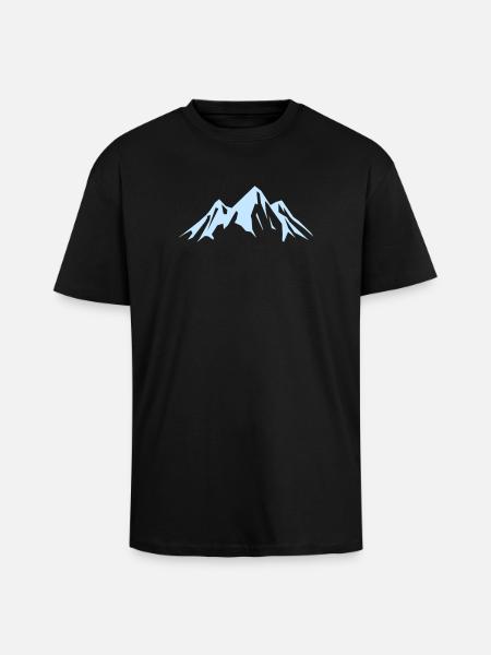 Mountain silhouette in sky blue - Unisex Oversized Heavyweight T-shirt - black