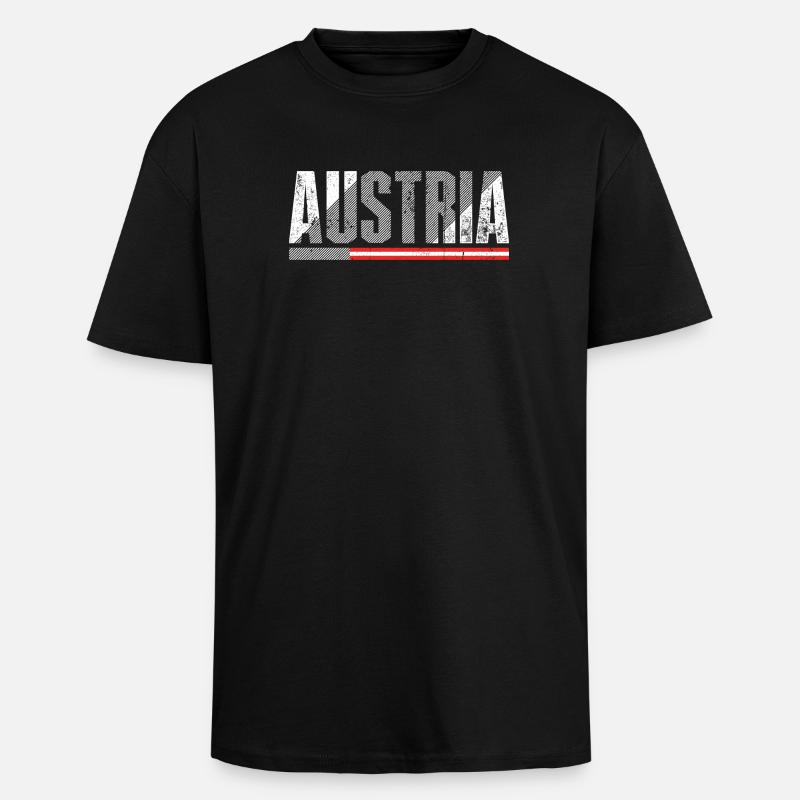 Austria Bold Distressed Flag - Unisex Oversized Heavyweight T-shirt - black