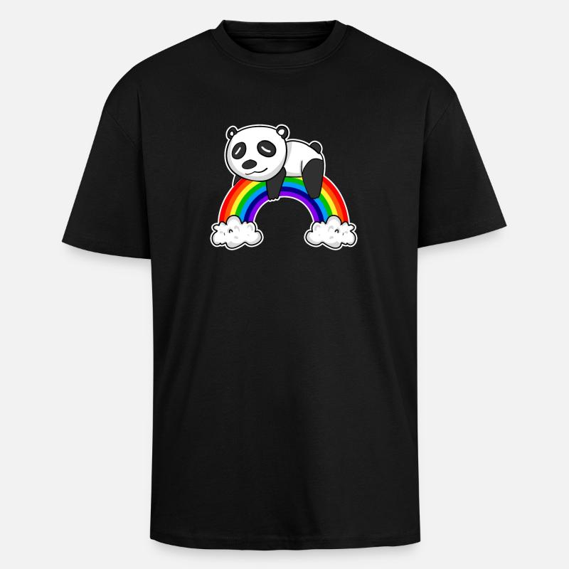 Rainbow Panda - Unisex Oversized Heavyweight T-shirt - black