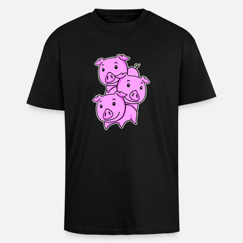 Cochons Cochon Cochon - T-shirt unisexe oversize épais - noir