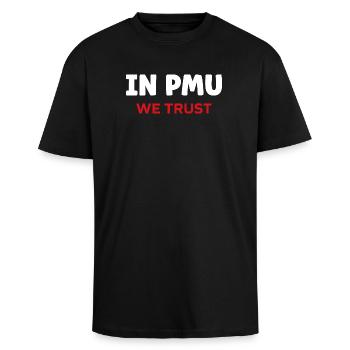 pmu - T-shirt unisexe oversize épais - noir - Devant - Alina (178cm) & Michal (187cm)