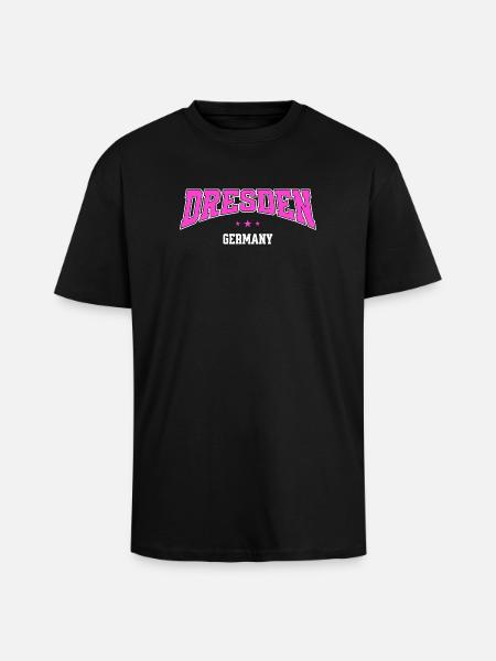 Dresden Germany Pink College Design - Oversized Heavyweight Unisex T-Shirt - Schwarz