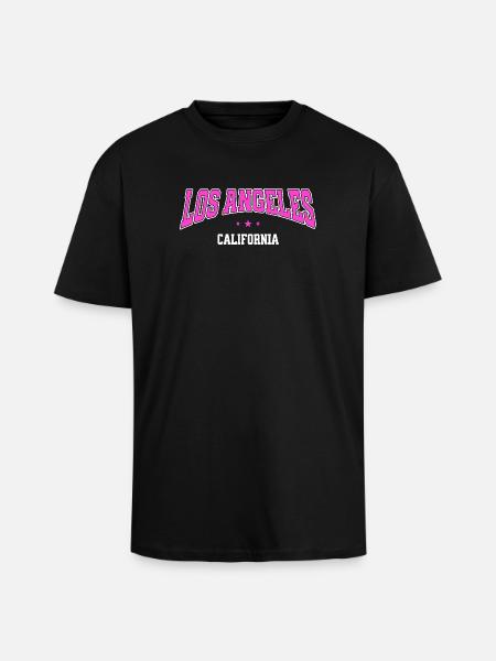 Los Angeles Neon City - Oversized Heavyweight Unisex T-Shirt - Schwarz