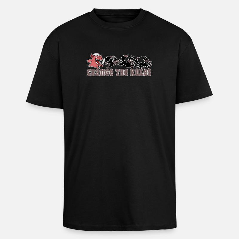 Pig changes the rules! - Unisex Oversized Heavyweight T-shirt - black