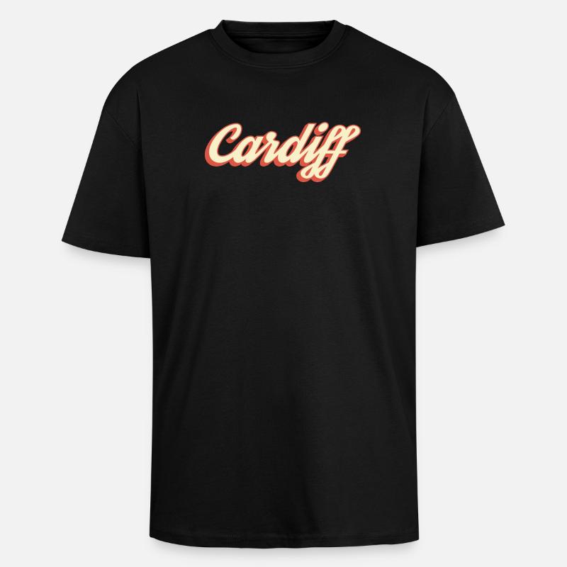Logo rétro Script de Cardiff - T-shirt unisexe oversize épais - noir