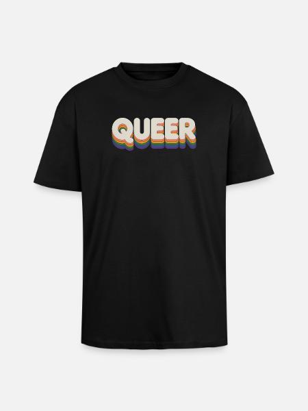 Queer - Cool Pride Logo - Oversized Heavyweight Unisex T-Shirt - Schwarz