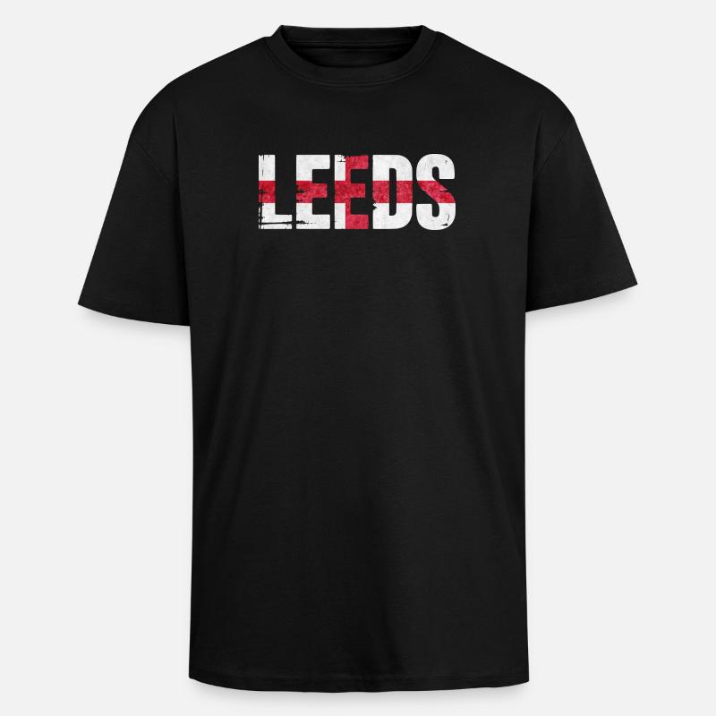 Leeds England - Oversized Heavyweight Unisex T-Shirt - Schwarz