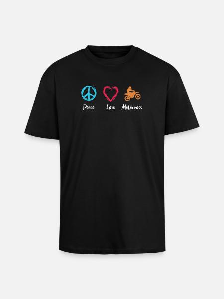 Frieden Liebe Motocross - Oversized Heavyweight Unisex T-Shirt - Schwarz
