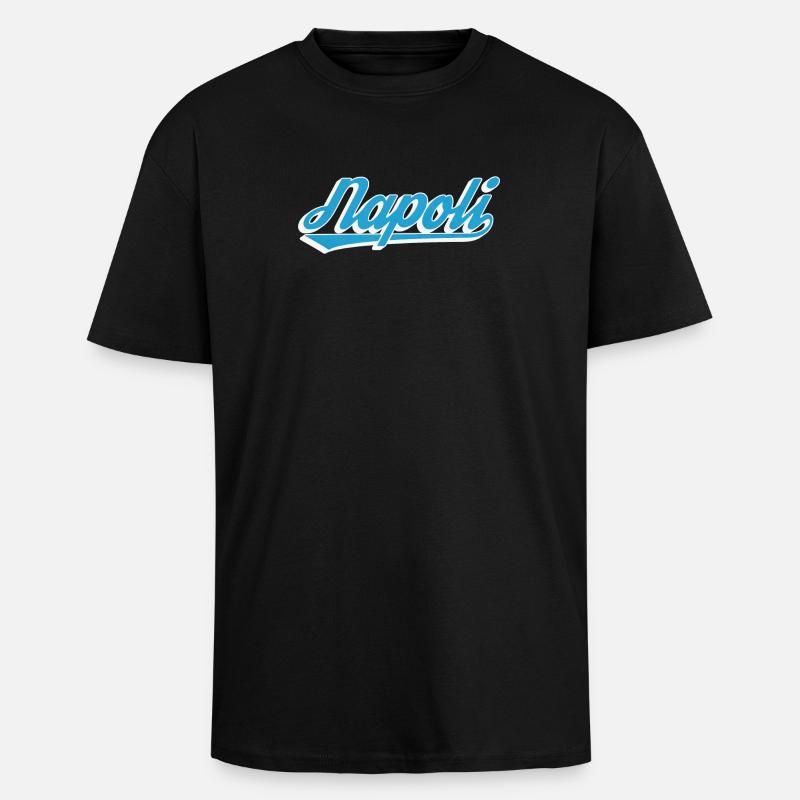 Napoli Retro Script Blue - Unisex Oversized Heavyweight T-shirt - black